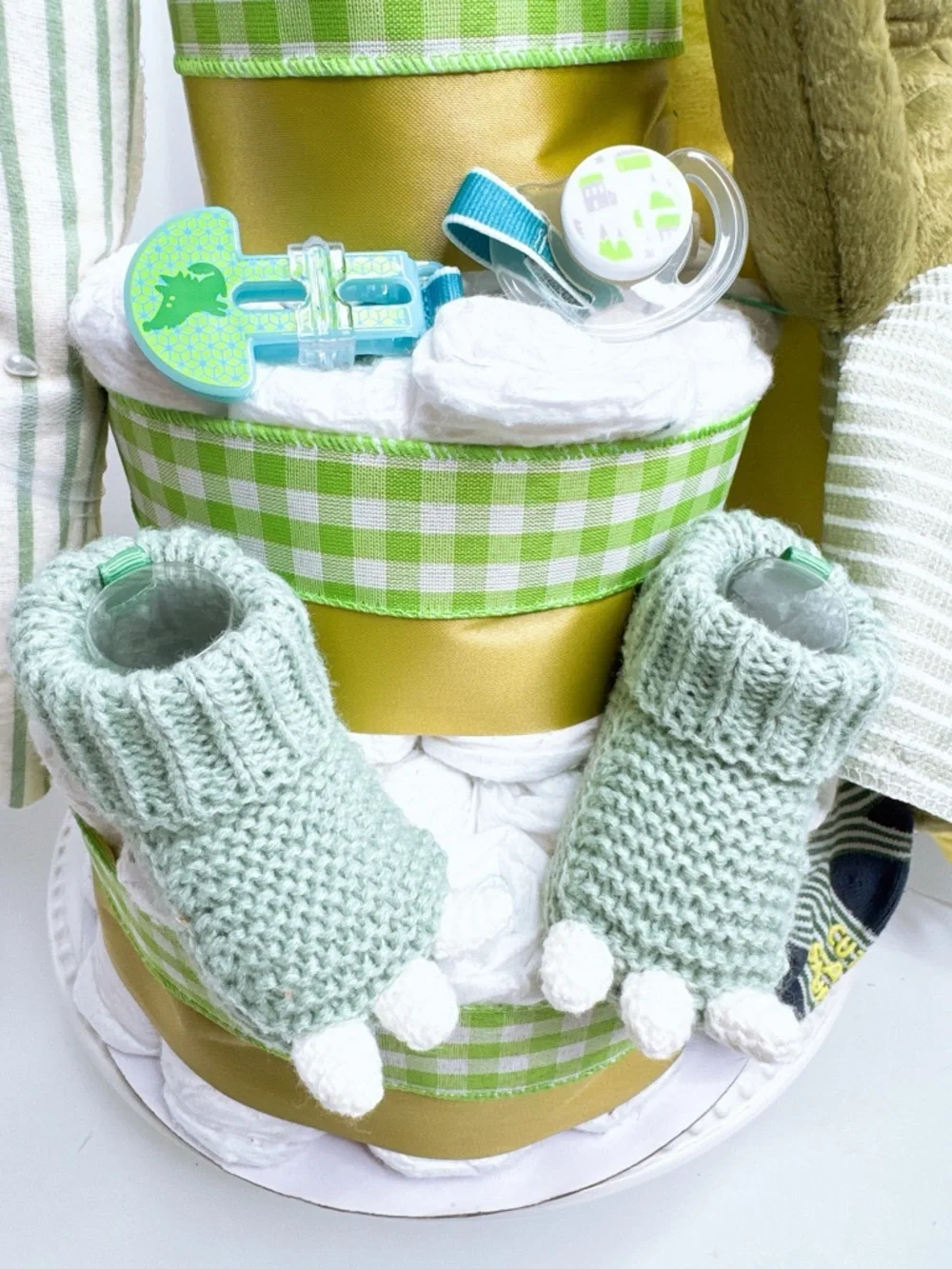 Green & White Alligator Baby Gift Set - Plush Crocodile + Essentials